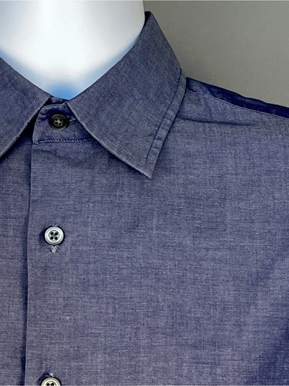 Banana Republic Men's Chambray Button-Up Slim Fit Shirt - Dark Blue Sz S